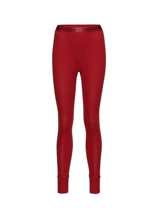 SKIMS, Logo Plush Pointelle Straight Leg Pants, RED, Women