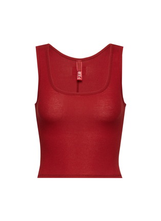 Skims Logo Plush Pointelle Scoop Tank In Stock Availability and Price