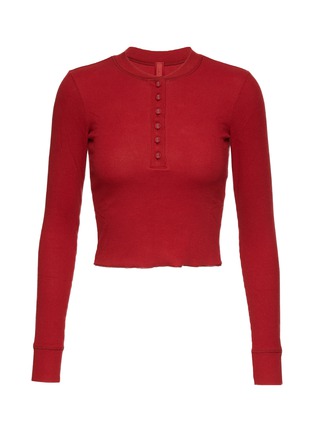 Main View - Click To Enlarge - SKIMS - Cotton Rib Long Sleeve Cropped Henley