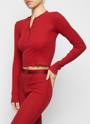 Figure View - Click To Enlarge - SKIMS - Cotton Rib Long Sleeve Cropped Henley