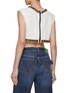 Back View - Click To Enlarge - BALMAIN - Cropped Chain Trim Tweed Logo Top