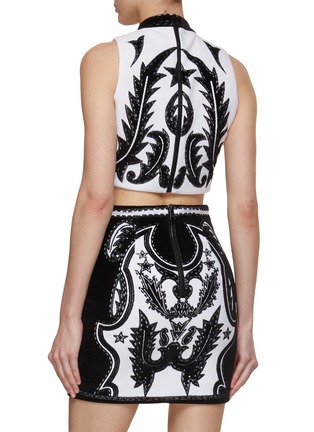 Back View - Click To Enlarge - BALMAIN - Cropped Baroque Jersey Top