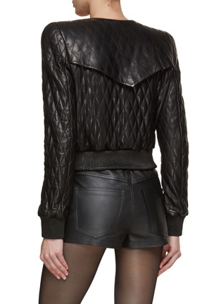 Back View - Click To Enlarge - BALMAIN - Collarless Quilted Leather Blouson