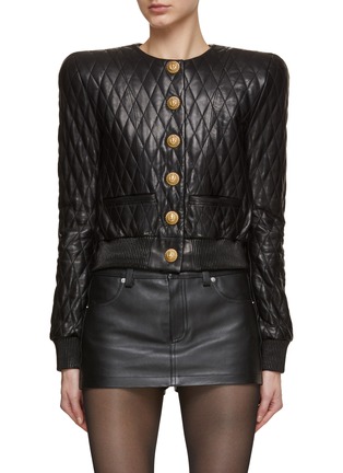 Main View - Click To Enlarge - BALMAIN - Collarless Quilted Leather Blouson