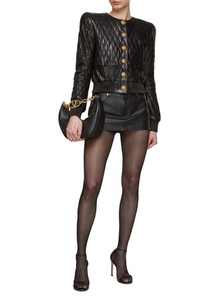 Figure View - Click To Enlarge - BALMAIN - Collarless Quilted Leather Blouson