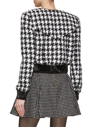 Back View - Click To Enlarge - BALMAIN - Cropped Houndstooth Tweed Jacket
