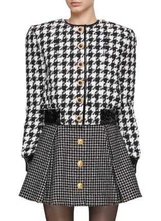 Main View - Click To Enlarge - BALMAIN - Cropped Houndstooth Tweed Jacket