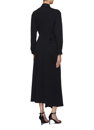 Back View - Click To Enlarge - PACO RABANNE - Asymmetrical Wrap Belted Dress