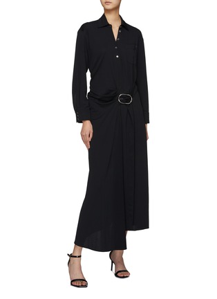 Figure View - Click To Enlarge - PACO RABANNE - Asymmetrical Wrap Belted Dress