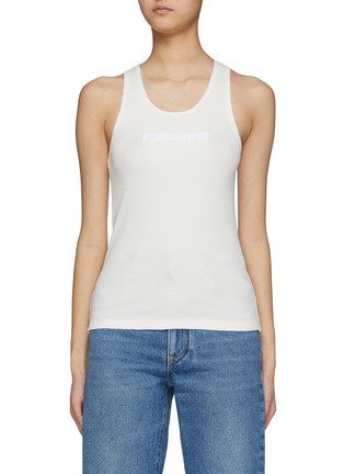 Main View - Click To Enlarge - PACO RABANNE - Textured Logo Ribbed Tank Top