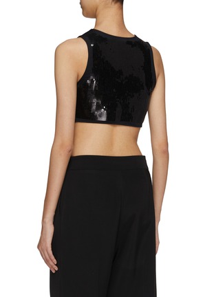 Back View - Click To Enlarge - PACO RABANNE - All Over Paillettes Cropped Tank Top