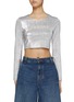 Main View - Click To Enlarge - PACO RABANNE - Embellished Cropped Lurex Top