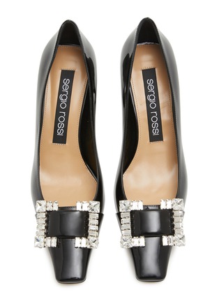 Detail View - Click To Enlarge - SERGIO ROSSI - 60 Strass Embellished Patent Leather Pumps