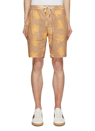 Main View - Click To Enlarge - SCOTCH & SODA - Coral Print Cotton Linen Bermuda Shorts