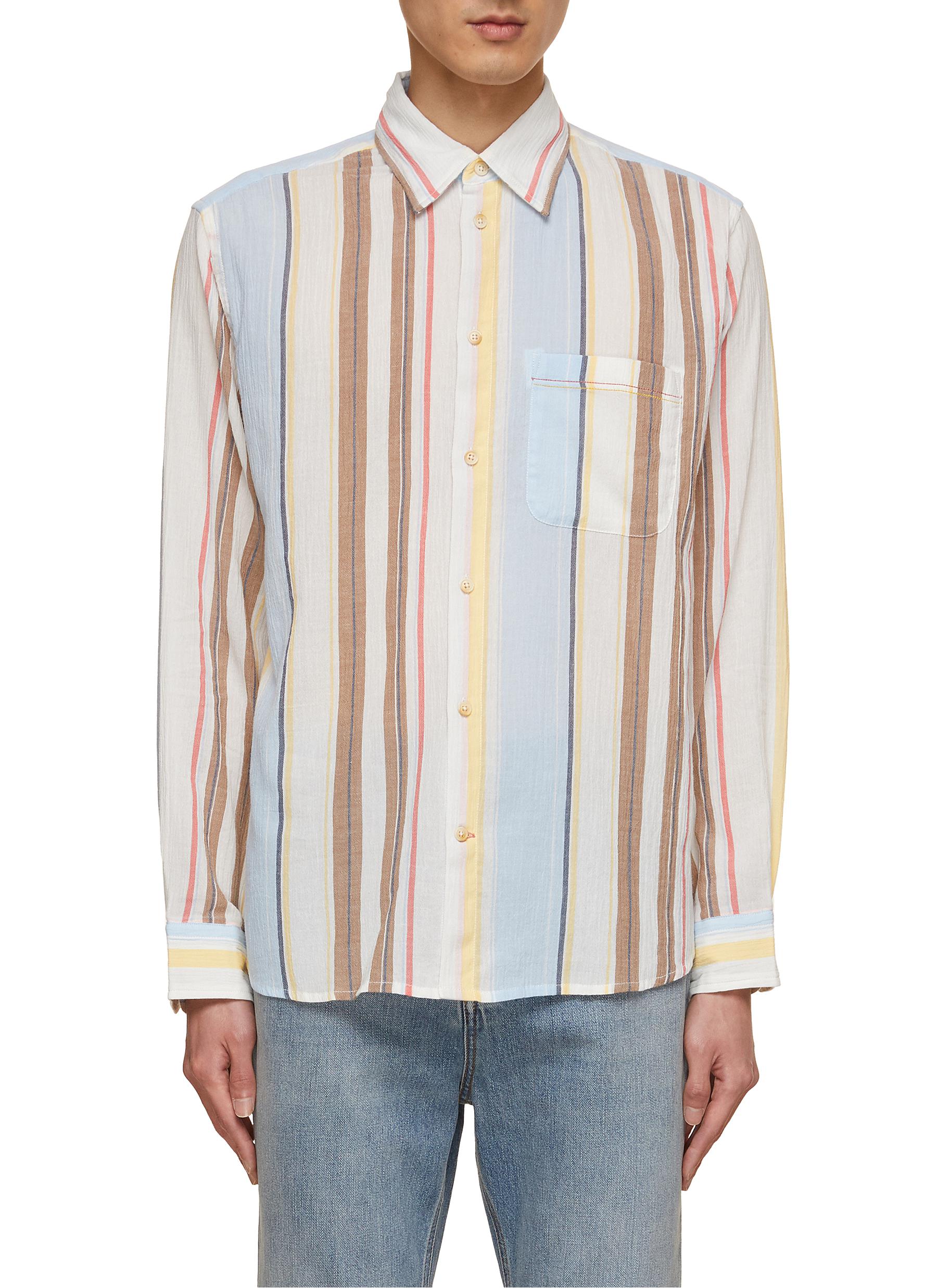 Striped Crinkled Voile Cotton Shirt