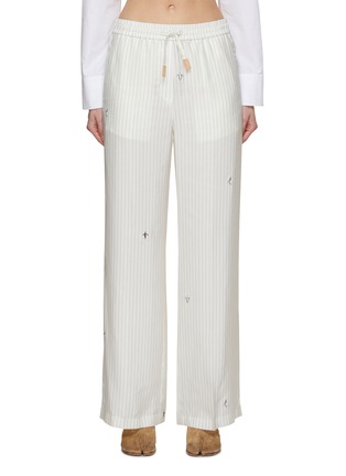 Main View - Click To Enlarge - LOEWE - x Suna Fujita Penguin Embroidered Striped Pyjama Pants