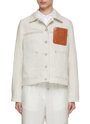 Main View - Click To Enlarge - LOEWE - Anagram Patch Cotton Linen Workwear Jacket