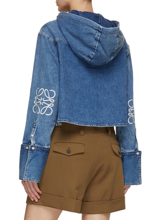 Back View - Click To Enlarge - LOEWE - Cropped Hooded Denim Jacket