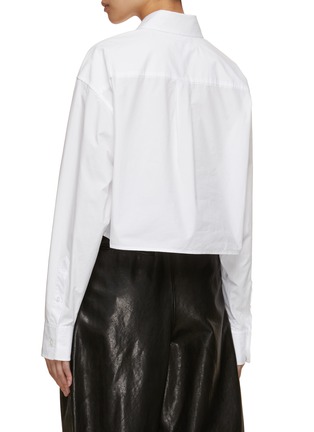 Back View - Click To Enlarge - T BY ALEXANDER WANG - Halo Glow Logo Print Sleeve Cropped Shirt