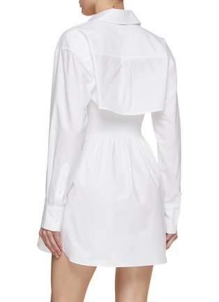 Back View - Click To Enlarge - T BY ALEXANDER WANG - Smocked Mini Dress With Overshirt