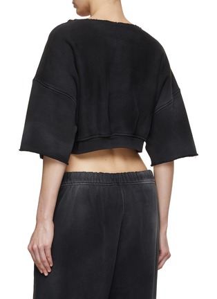 Back View - Click To Enlarge - T BY ALEXANDER WANG - Apple Puff Quarter Zip Cropped Crewneck Sweatshirt