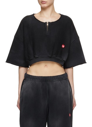 Main View - Click To Enlarge - T BY ALEXANDER WANG - Apple Puff Quarter Zip Cropped Crewneck Sweatshirt
