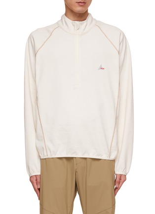Main View - Click To Enlarge - ROA - Mock Neck Half Zip Cotton Sweatshirt