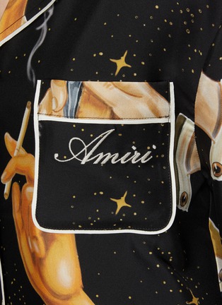  - AMIRI - Champagne Print Silk Pyjama Shirt