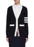 Main View - Click To Enlarge - THOM BROWNE  - Hector Intarsia 4 Bar Knitted Cardigan
