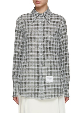 Main View - Click To Enlarge - THOM BROWNE  - Easy Fit Exaggerated Point Collar Check Shirt