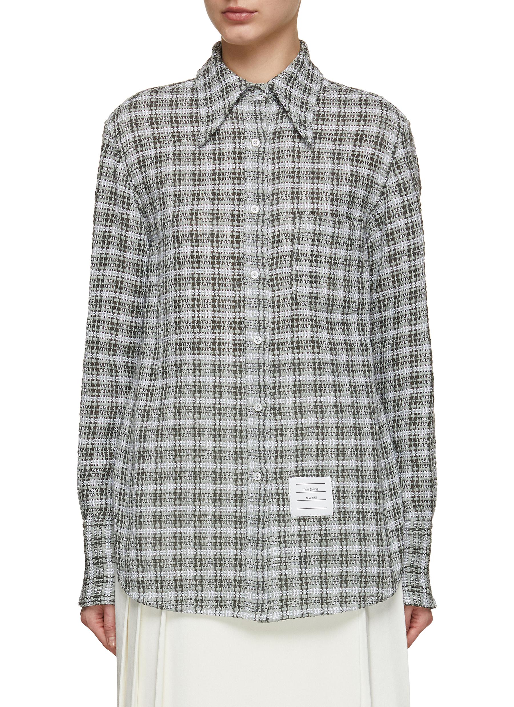 THOM BROWNE | Easy Fit Exaggerated Point Collar Check Shirt