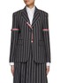 Main View - Click To Enlarge - THOM BROWNE  - Stripe Grosgrain Armband Single Breasted Blazer