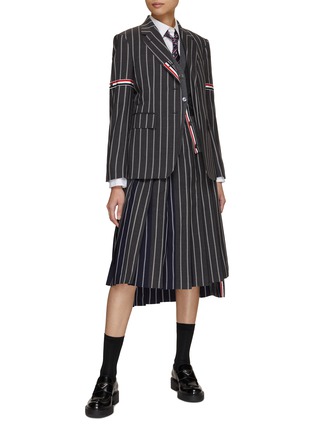 Figure View - Click To Enlarge - THOM BROWNE  - Stripe Grosgrain Armband Single Breasted Blazer