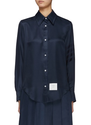 Main View - Click To Enlarge - THOM BROWNE - Tonal 4 Bar Silk Blend Shirt