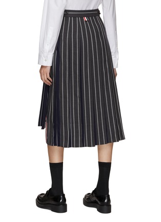 Back View - Click To Enlarge - THOM BROWNE  - Stripe Pleated Midi Skirt