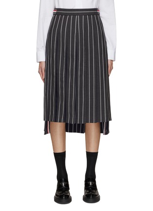 Main View - Click To Enlarge - THOM BROWNE  - Stripe Pleated Midi Skirt