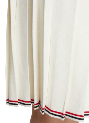  - THOM BROWNE  - Stripe Trim Pleated Midi Skirt