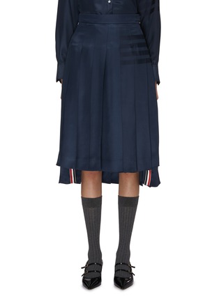 Main View - Click To Enlarge - THOM BROWNE  - Tonal 4 Bar Pleated Midi Skirt