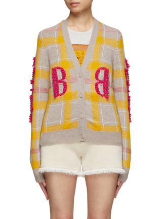 Main View - Click To Enlarge - BARRIE - Tartan Embroidered Emblem Cardigan