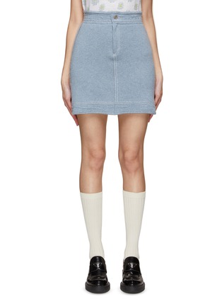 Main View - Click To Enlarge - BARRIE - Denim Cashmere Cotton Mini Skirt