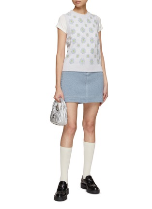 Figure View - Click To Enlarge - BARRIE - Denim Cashmere Cotton Mini Skirt