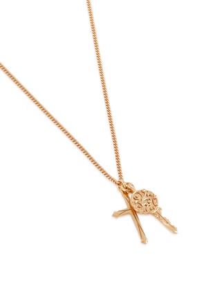 Detail View - Click To Enlarge - EMANUELE BICOCCHI - Arabesque 24k Gold Plated Sterling Silver Key + Cross Necklace