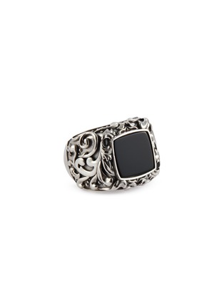 Main View - Click To Enlarge - EMANUELE BICOCCHI - Arabesque Sterling Silver Onyx Chevalier Ring