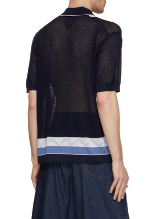 Back View - Click To Enlarge - PRADA - Contrast Band Button Up Polo Shirt