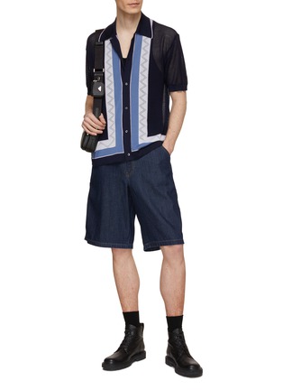 Figure View - Click To Enlarge - PRADA - Contrast Band Button Up Polo Shirt