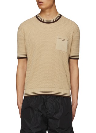Main View - Click To Enlarge - PRADA - Contrast Hem And Collar Superfine Sweater