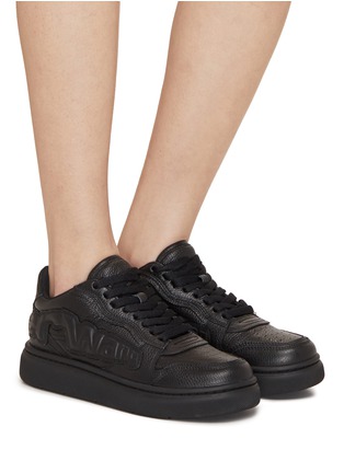 Figure View - Click To Enlarge - ALEXANDER WANG - Cloud Puff Logo Leather Sneakers