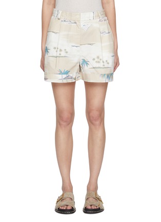 Main View - Click To Enlarge - MAISON KITSUNÉ - Tropical Print Pleated Cotton Shorts