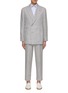 Main View - Click To Enlarge - BRUNELLO CUCINELLI - Double Breasted Micro Check Linen Suit