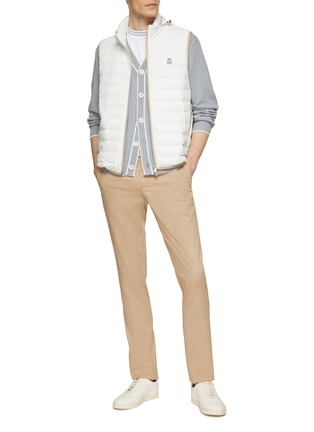 Figure View - Click To Enlarge - BRUNELLO CUCINELLI - Contrast Trim Cable Knit Cardigan